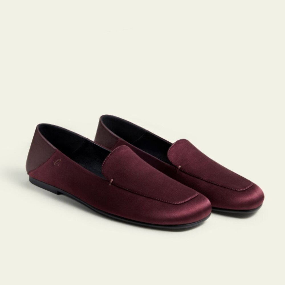 Silk Leather Loafers - burgundy